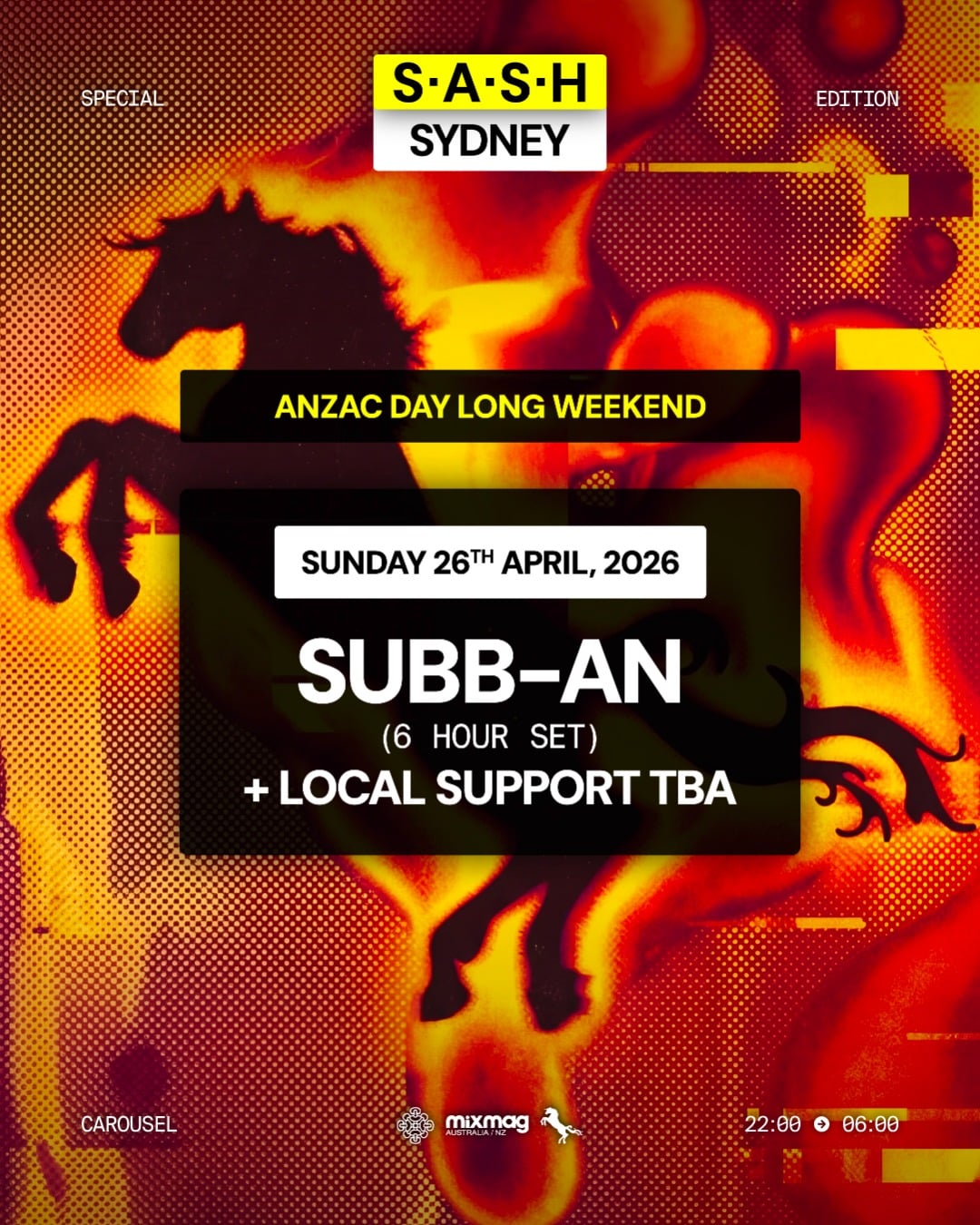 ★ S.A.S.H Sydney ANZAC Day Long Weekend ★ Subb-an 6 Hour Set ★ Sunday 26th April ★