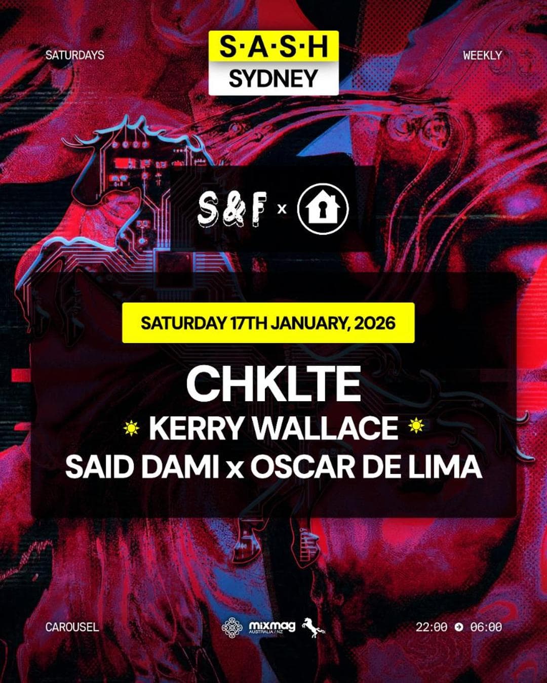 ★ S.A.S.H Sydney ★ CHKLTE ★ The Breakfast Club ★ Saturday 17th January ★