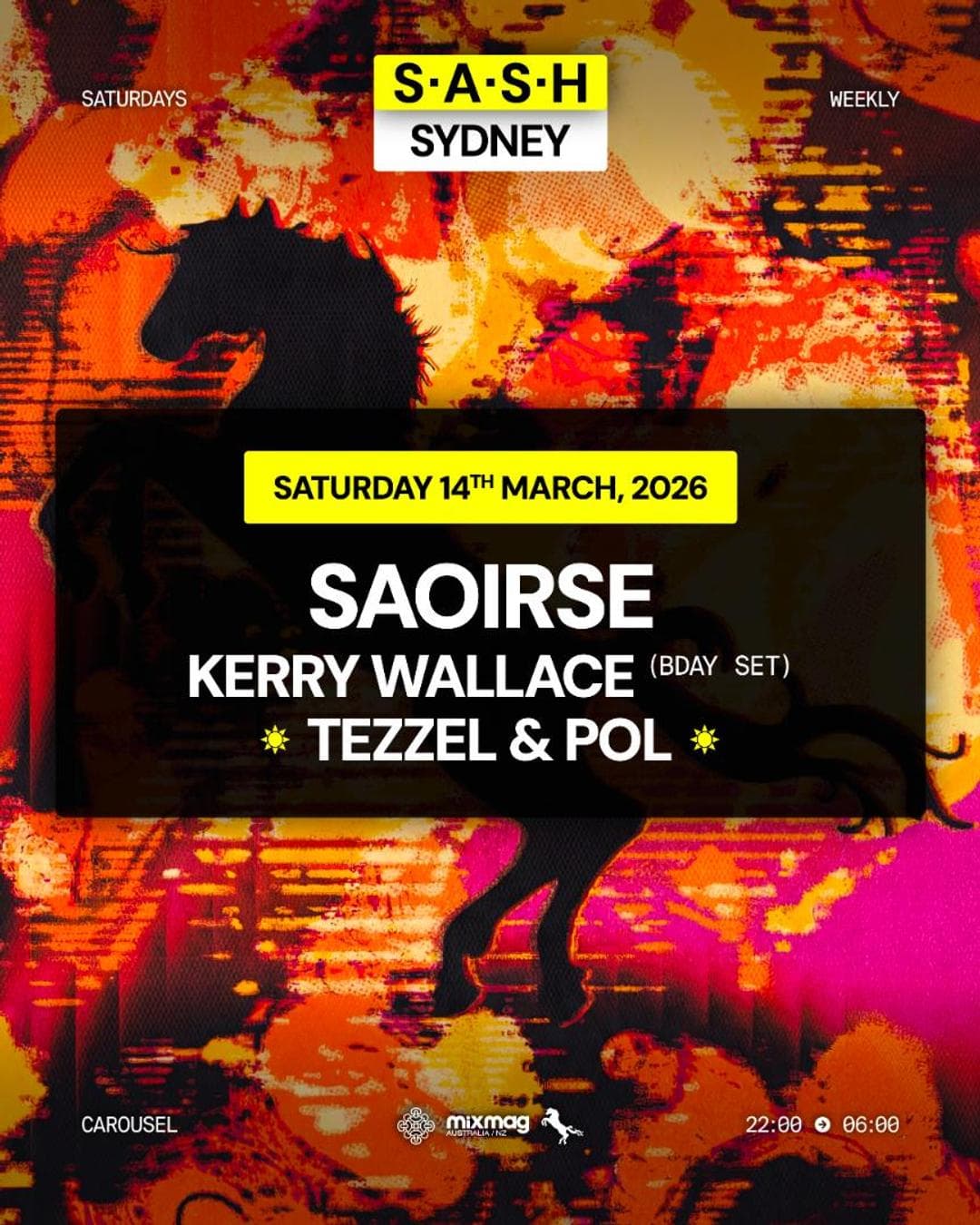 ★ S.A.S.H Sydney ★ Saoirse ★ Saturday 14th March ★ TICKETS ON THE DOOR ONLY